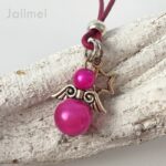 Lederbandkette Engelchen pink