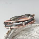 Ledercollier Perle grau rosa – Bild 3