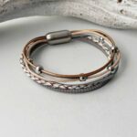 das Lederarmband aus Nappa weiß-grau-bronze