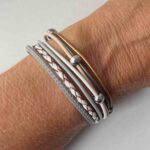 Lederarmband Nappa weiß-grau-bronze