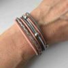 Jalimei Lederarmband Nappa in rosa-grau