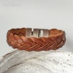 Lederarmband geflochten cognac