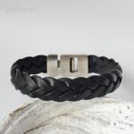 Lederarmband geflochten schwarz