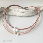 Collier Glitzer Stern antikrose – Bild 3