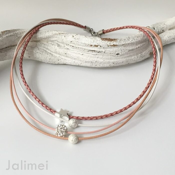 Collier Glitzer Stern antikrose – Bild 3