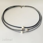 Collier Glitzer Kugel schwarz-grau