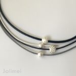 Collier Glitzer Kugel schwarz-grau – Bild 2