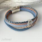 Lederarmband Spirale beige-hellblau – Bild 2