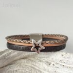 Lederarmband beige-grau mit Stern