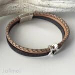 Lederarmband beige-grau mit Stern – Bild 2