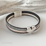 Lederarmband grau-poudre mit Herz – Bild 2