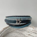 Lederarmband mit einem Stern in blau