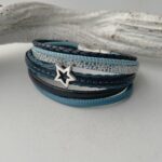 Lederarmband mit Stern blau