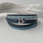 das Lederarmband mit Stern blau