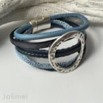 Lederarmband offene Scheibe blau – Bild 2