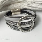 Lederarmband offene Scheibe grau – Bild 2