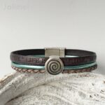 Lederarmband mint-grau Spirale