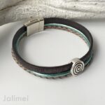 Lederarmband mint-grau Spirale – Bild 2