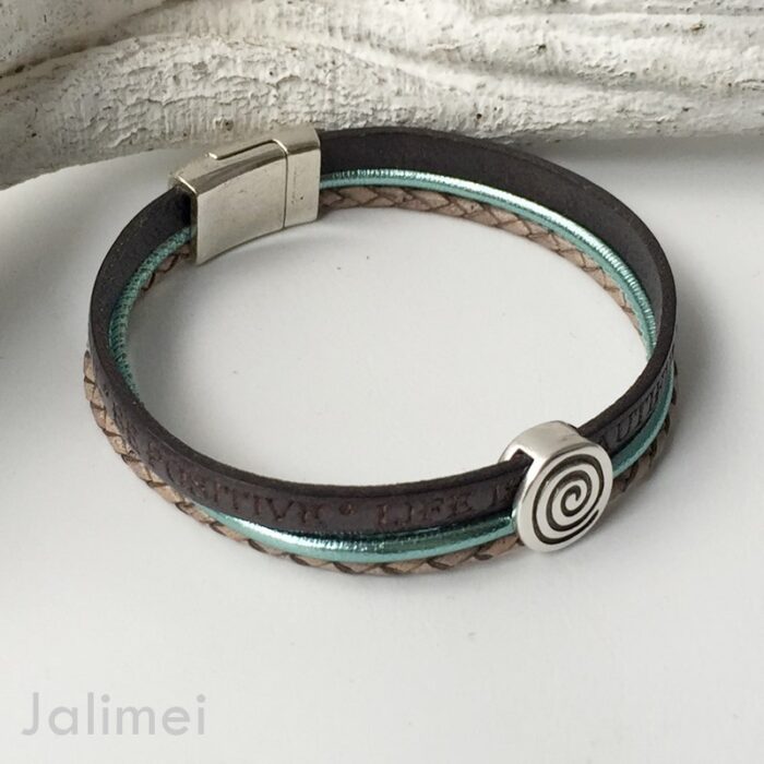 Lederarmband mint-grau Spirale – Bild 2