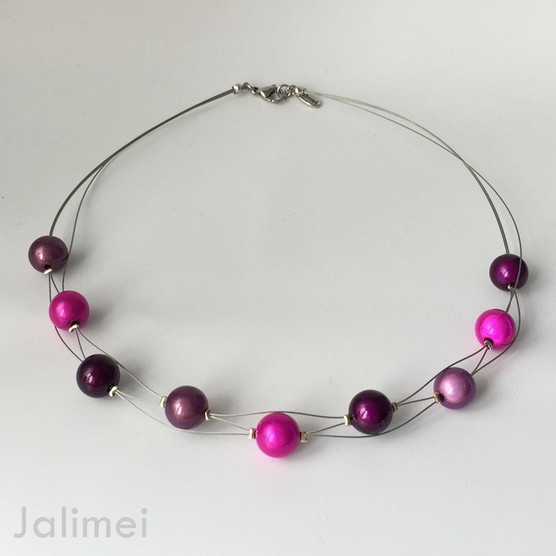 KK1071 pink-lila Collier Miracle Bead beere – Bild 1
