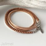 Armband Leder und Perle Bronze