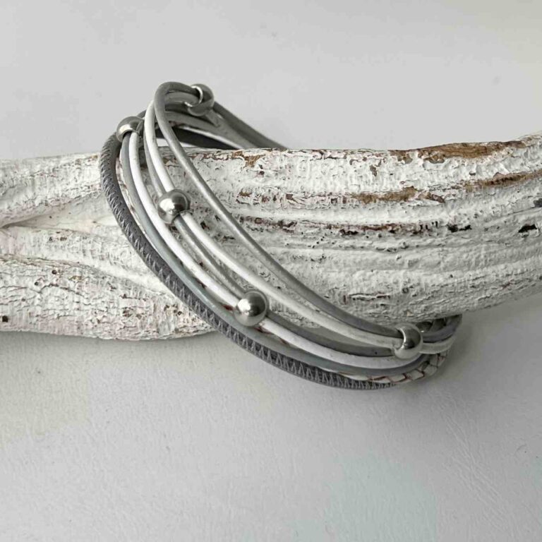 das Lederarmband Nappa in grau-weiß