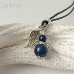 Lederbandkette Engelchen dunkelblau