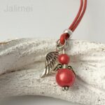 Lederbandkette Engelchen hellrot