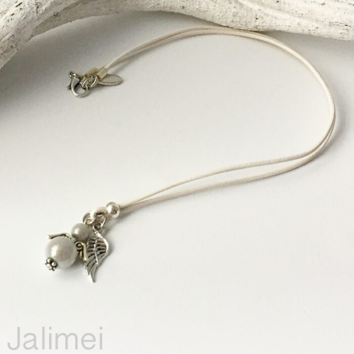 Lederbandkette Engelchen weiß – Bild 2