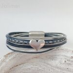 Lederarmband mit Herz blau als Geschenk zum Muttertag