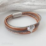 Lederarmband Herz grau-braun – Bild 2