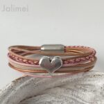 Lederarmband Herz rose-beige