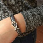Lederarmband mit Fisch Konfirmation grau