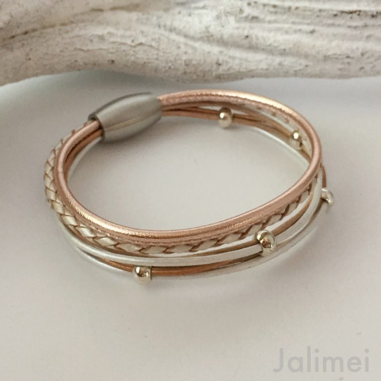 weiches Lederarmband Nappa rosegoldfarben