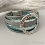 Lederarmband offene Scheibe mint – Bild 2