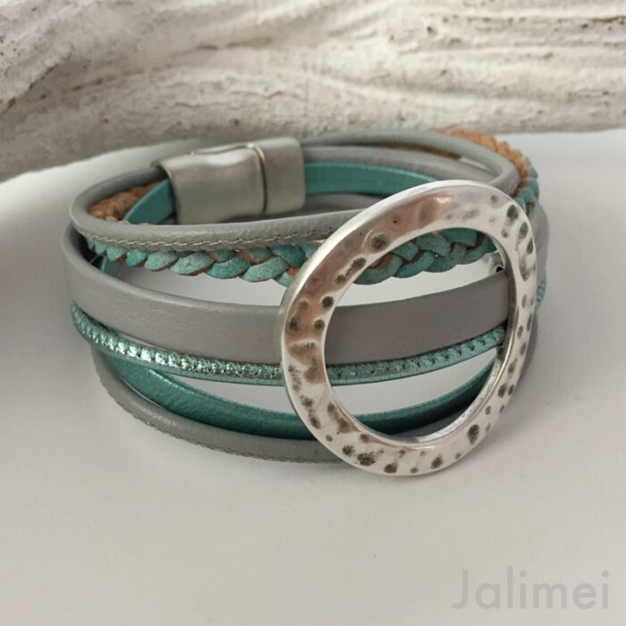 Lederarmband offene Scheibe mint – Bild 2