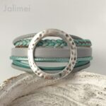 Lederarmband offene Scheibe mint
