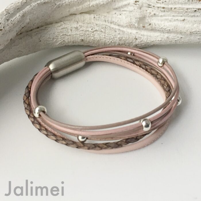 Collier Glitzer Stern rosa taupe – Bild 4