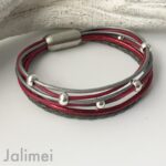 Lederarmband Nappa weinrot-grau