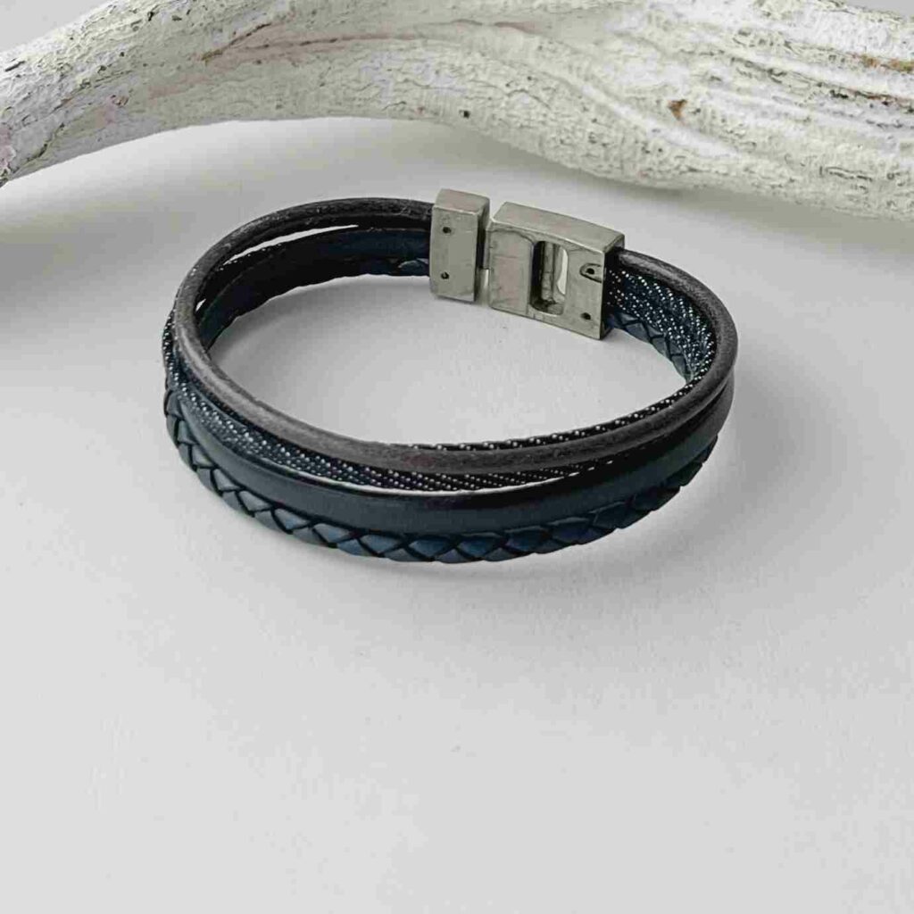 Lederarmband für Herren blau