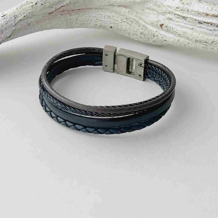 Lederarmband für Herren blau
