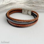 Lederarmband Herren braun-grau – Bild 2