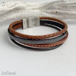 Lederarmband Herren braun-grau – Bild 3