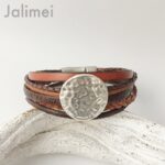 Lederarmband Scheibe braun