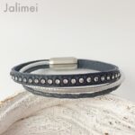 Lederarmband Strass dunkelblau