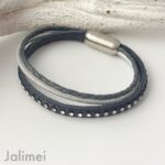 Lederarmband Strass dunkelblau – Bild 5