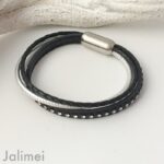 Lederarmband Strass schwarz – Bild 2
