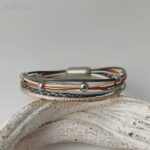 Lederarmband Nappa in grau und beige