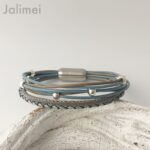 Lederarmband Nappa antikblau-taupe – Bild 2