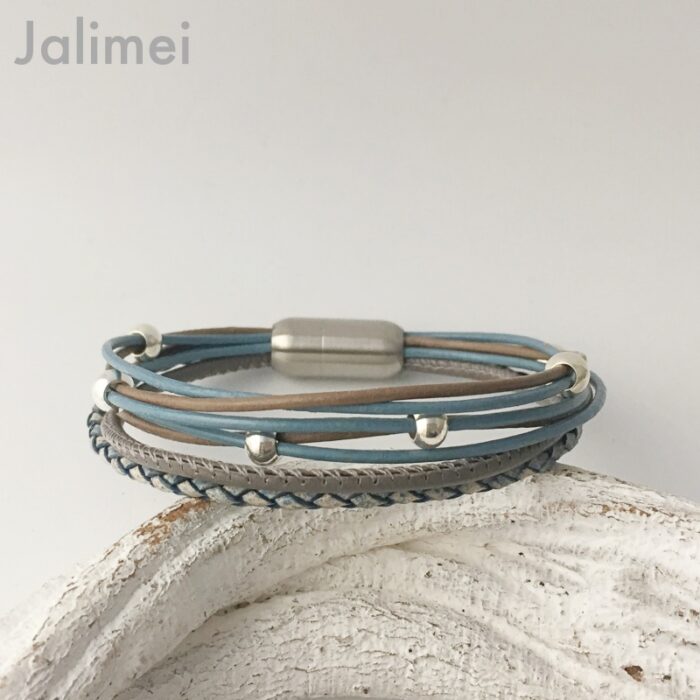 Lederarmband Nappa antikblau-taupe – Bild 2